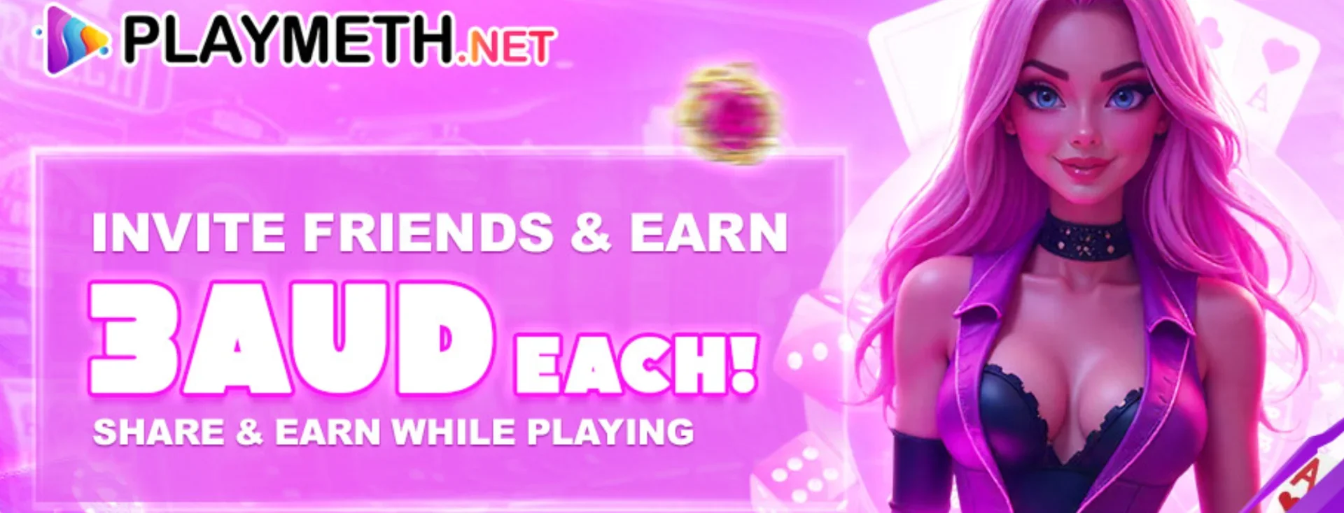 Invite friends to Playmeth and earn 3 AUD