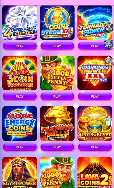 Mobile lobby of Playmeth with hold-and-win slot games